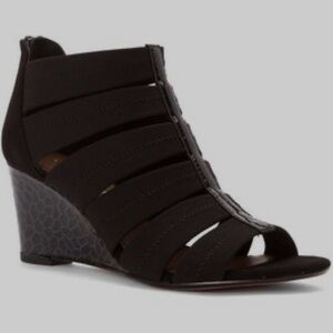 Donald J. Pliner Black Strappy Wedge Shoes 9